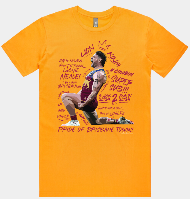 Lachie Neale 'Back 2 Back" Tee - The Lion King Returns