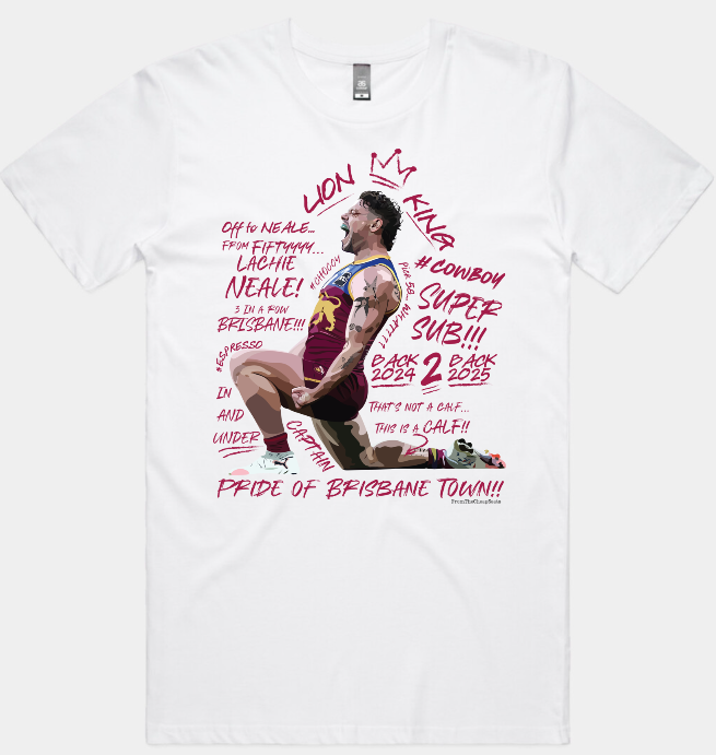 Lachie Neale 'Back 2 Back" Tee - The Lion King Returns