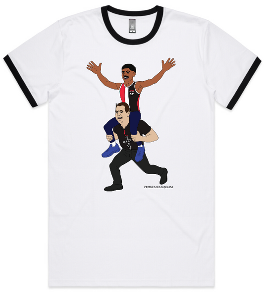 Nasiah Wanganeen-Milera Saints Celebration Tee & Hoodie - Ross Lyon Shoulder Lift