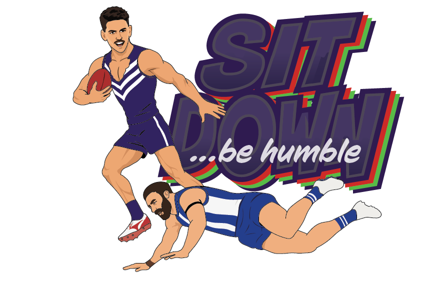 Sit Down... Be Humble! | Cartoon Vo$$y Tee & Crew Sweater Edition